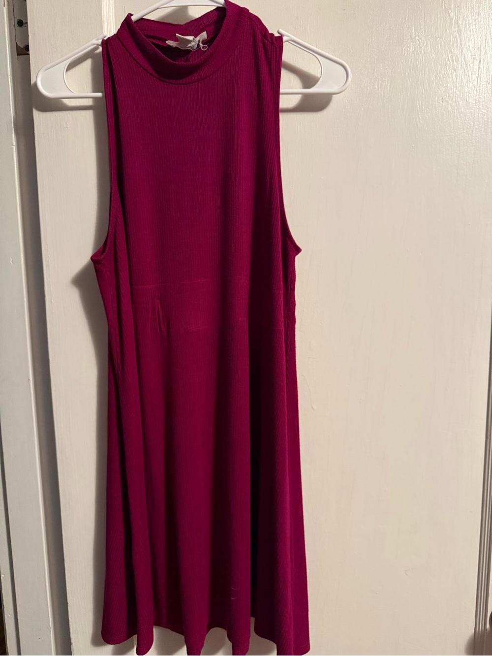 Forever 21 Ribbed Mock Neck Midi Dress in Fuchsia
